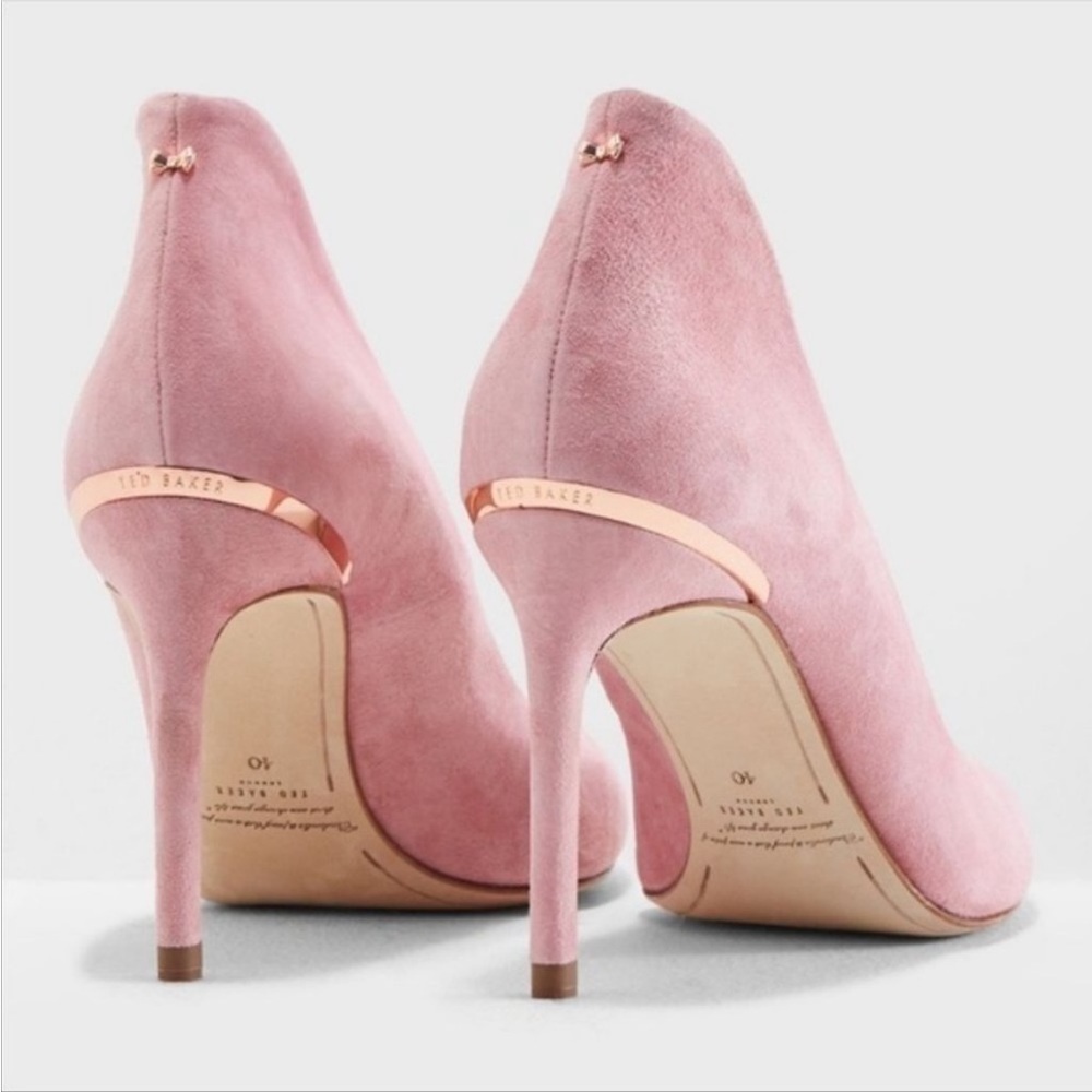 Ted Baker Pink Savio Suede Pointed Pumps Heels - Picture 3 of 7